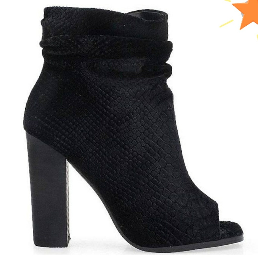 J.C Dossier black velvet open toe ankle boots - Picture 1 of 4